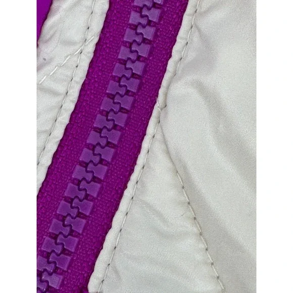 Columbia PFG Quilted Vest Womens Large Full Zip Sleeveless Top Off White  Purple - Picture 14 of 16